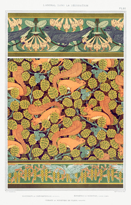 Wzór dekoracyjny z wiewiórkami Plakat