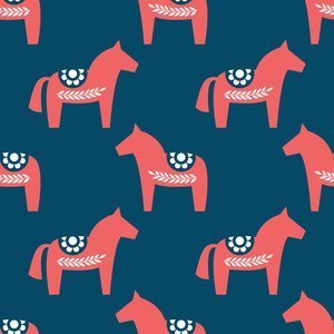 Szwedzkie koniki z Dalarna Plakat