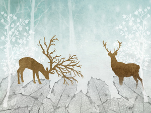 Jelenie na jasnoniebieskim tle Plakat