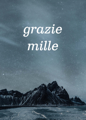 Grazie mille Plakat z hasłem w języku włoskim