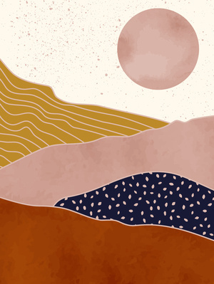 Pudrowy zachód słońca w górach Plakat