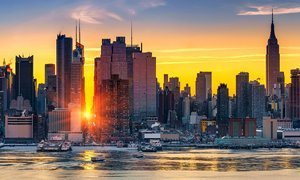 Manhattan, Nowy Jork, USA, wschód słońca