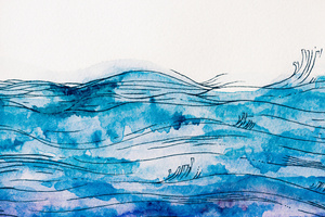 Fale morskie, akwarela Plakat