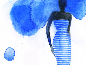 Kobieta w niebieskiej sukience Plakat